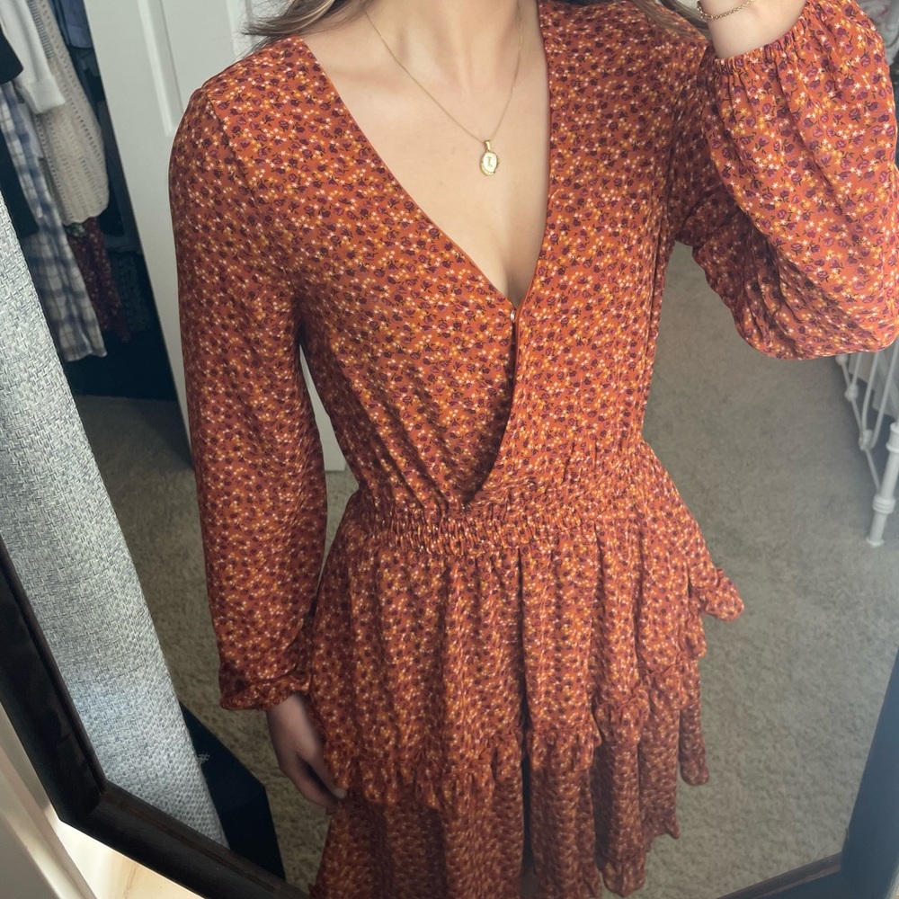 Floral Tiered Chiffon Overlay Dress